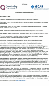 Information sharing with regulator - England (CQC)