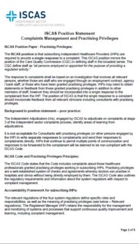 ISCAS Position Statement on Complaints Management and Practising Privileges (2022)