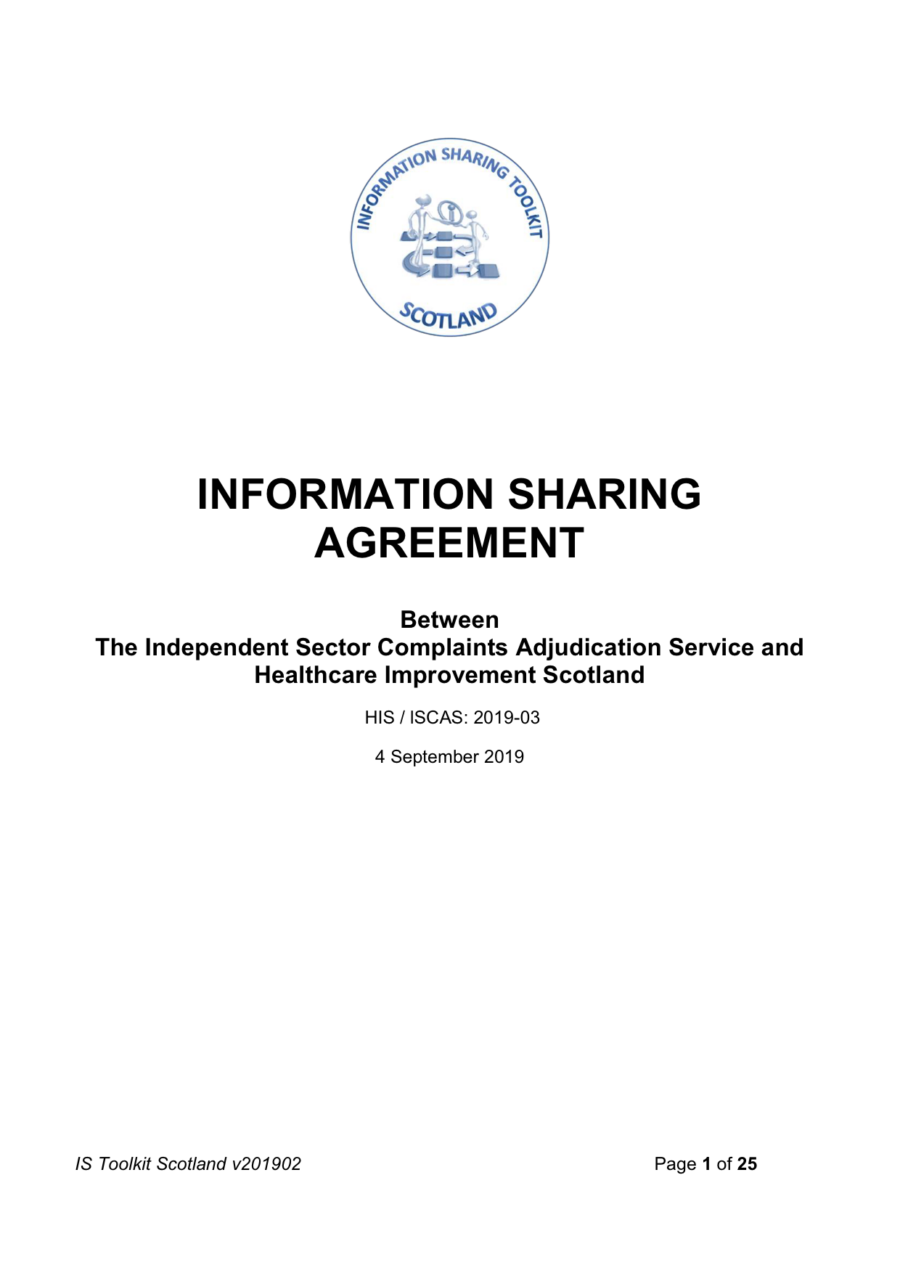 Information sharing with regulator - Scotland (HIS)