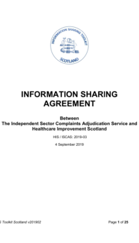 Information sharing with regulator - Scotland (HIS)